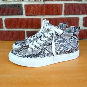 J/SLIDES 'Ludlow' Snake Embossed Hidden Wedge Sneakers in Light Grey Snakeprint